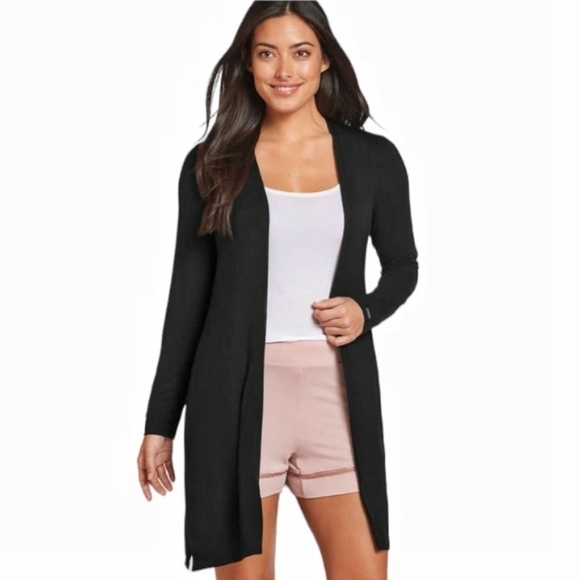 Ost - Black Ribbed Long Cardigan - Picture 1 of 13